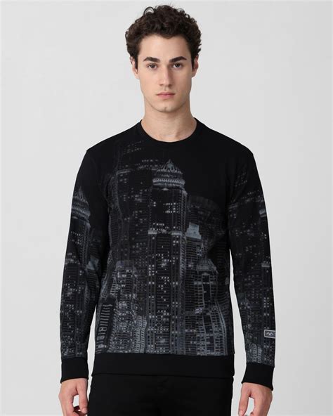 Buy Black Printed Slim Fit Sweatshirt Online at Muftijeans