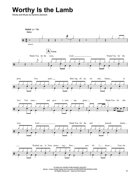 Worthy Is The Lamb by Darlene Zschech Sheet Music for Drums ...