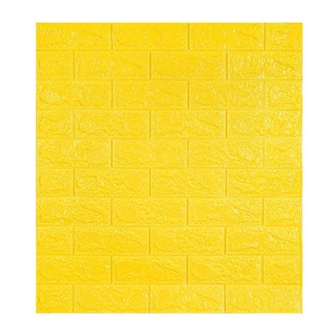 POZET Yellow 3D Brick Wallpaper for Wall PE Foam Wall Stickers Self ...