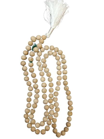 GtcGems Pure White Chandan Mala 108 Beads Original Certified Sandalwood ...
