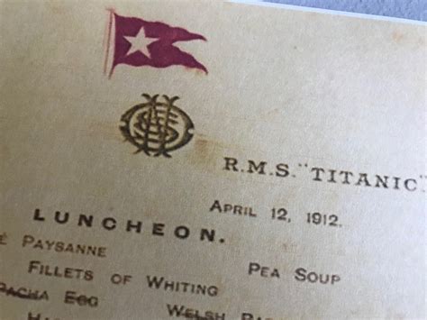 Image result for Titanic First Class Lunch Menu
