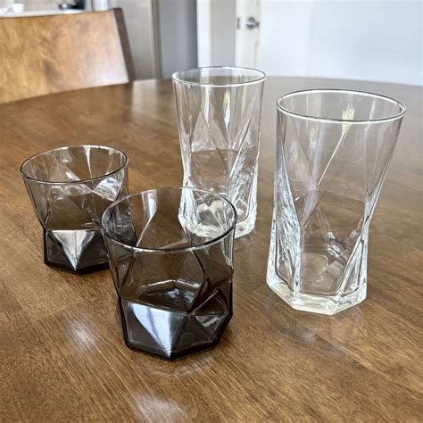 Group of 4 Bormioli Rocco Cassiopea Glasses with Geometric Facets for ...