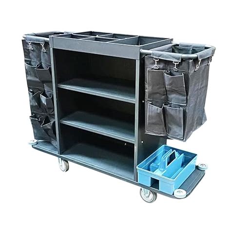 Shoppers Hub PNQ MS Black Full Size Housekeeping Trolley with Two Sided ...