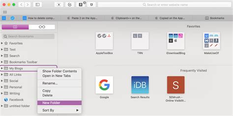 How to use bookmark folders in Safari