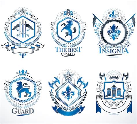 Armoiries héraldiques créées avec des éléments vectoriels vintage, des ...