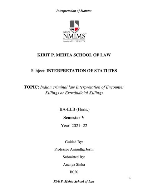 Indian criminal law Interpretation of Encounter Killings or ...