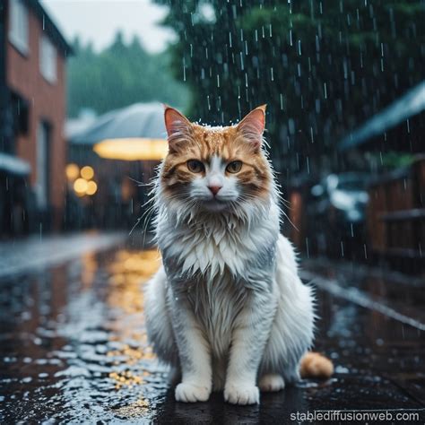 Cat in the Rain | Stable Diffusion Online