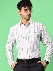 V-MART Men Checkered Formal White Shirt - Buy V-MART Men Checkered ...