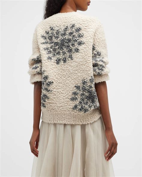 Brunello Cucinelli Snowflake Cashmere Boucle Sweater | Neiman Marcus