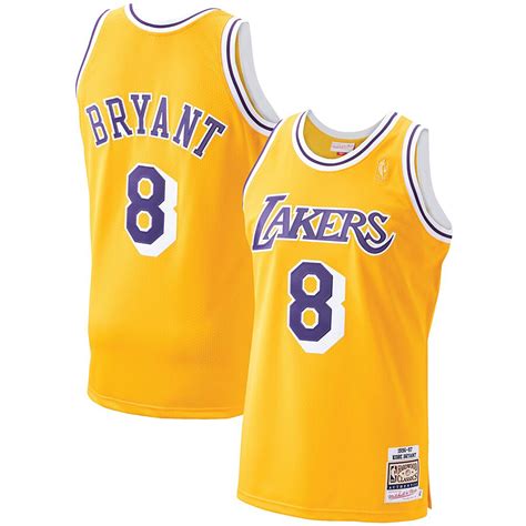 Los Angeles Lakers Kobe Bryant 1996 Home Authentic Jersey By Mitchell ...