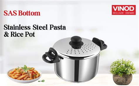 Vinod Stainless Steel Rice Pot with Strainer Lid - 4 L, 20cm | Noodles ...