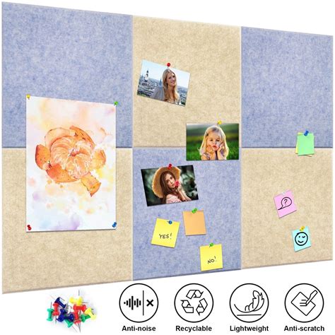 X BOARD Felt Bulletin Board, Large Felt Wall Tiles with 40 Push Pins ...