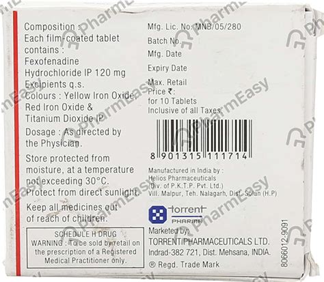 Allerfex 120 MG Tablet (10): Uses, Side Effects, Price & Dosage | PharmEasy
