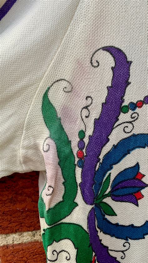 Vintage Trissi Groovy Funky Flower Print Polyester Blouse Size Medium ...