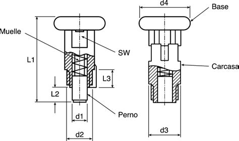 RS PRO | M10 st. steel,spring loaded,index bolt | 508-2079 | RS Components