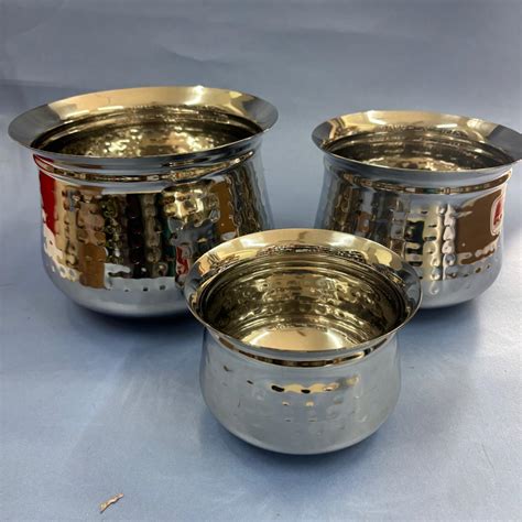 Stainless Steel Tapered Handi – Hammered Pot | Traditional Indian ...