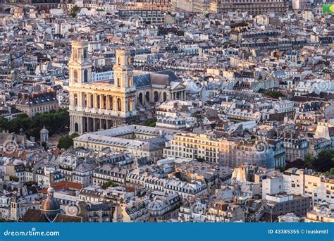 Panoramic View on Church of Saint-Sulpice from Montparnasse Tower ...