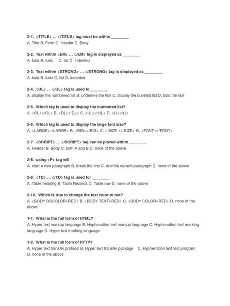 Answers to HTML Multiple Choice 的图像结果