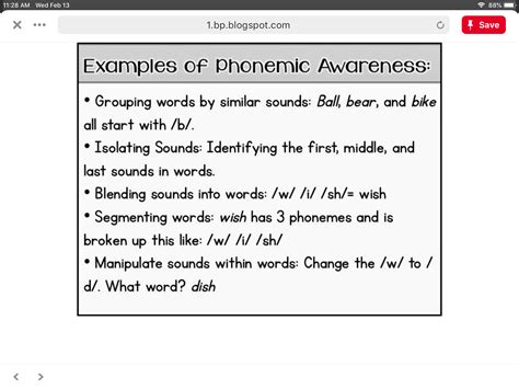 Examples of Phonemic Awareness