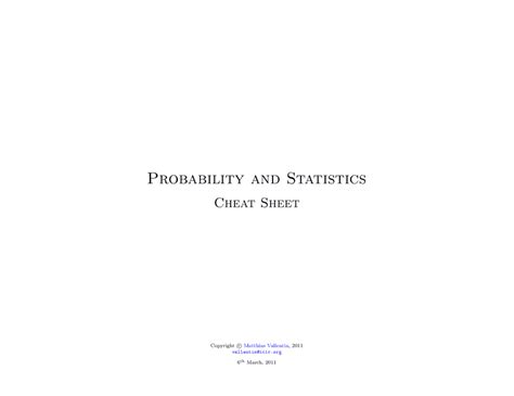 Image result for Probability Theory Cheat Sheet