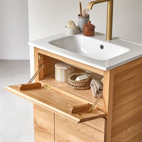 Meuble en chêne avec vasque 60 cm - Mobilier salle de bain - Tikamoon