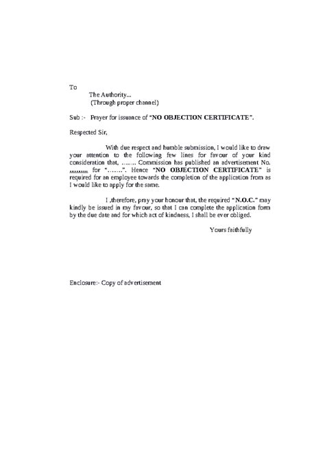 NOC Format 2ND - To The Authority... (Through proper channel) Sub ...