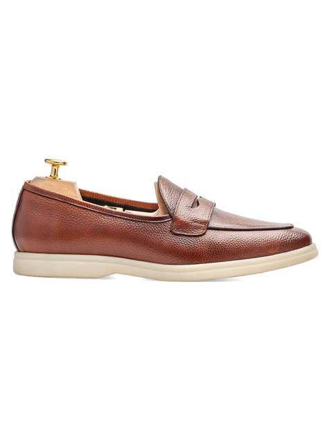 Pietro Belgian Loafer - Brown Pebble Grain Leather (Soflex Sole) | Zeve ...