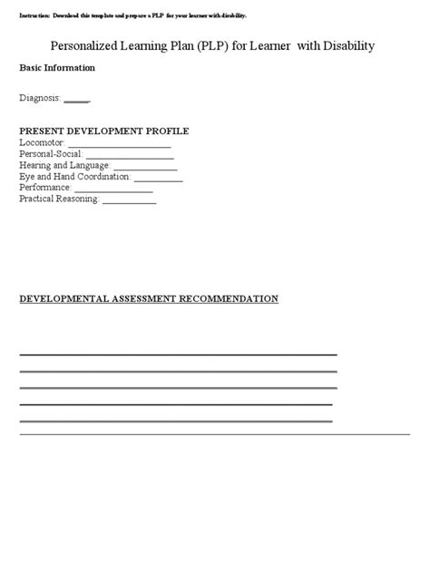 Image result for PBS Plan Template Learning Disability