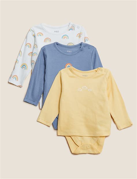 Buy 3pk Pure Cotton Rainbow Bodysuits at Marks & Spencer
