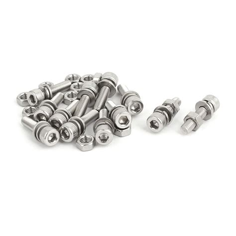 uxcell M5x20mm 304 Stainless Steel Hex Socket Head Cap Bolt Screw Nut w ...