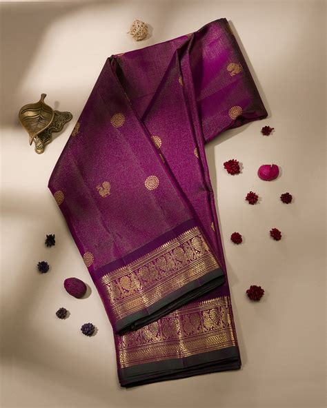 Magenta and Green Mayil Chakram Kanjivaram Silk Saree - KB4 – Pashudh ...