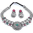 Buy Betterminds German Silver Jewellery Set Traditional Choker Necklace ...