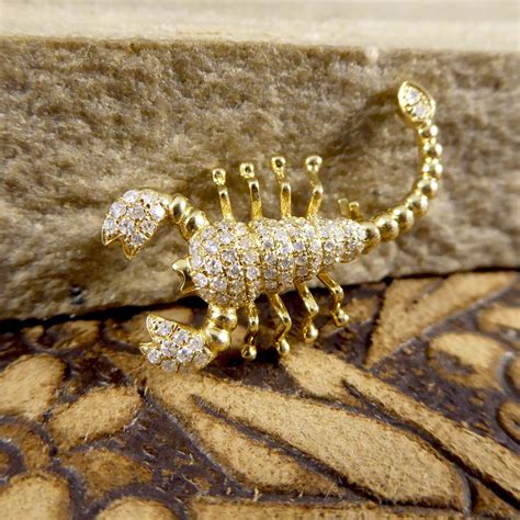 Contemporary Diamond Set Scorpion Pendant Brooch in 18 Carat Yellow ...