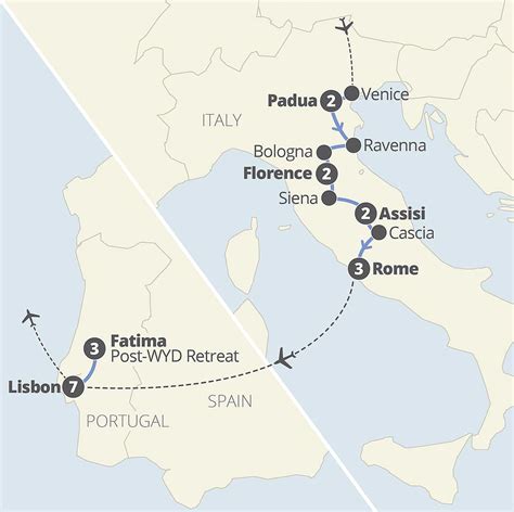 Venice To Rome Map 12 Days | Rome To Venice | Riviera | Aug 13, 2024