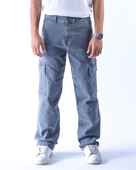 Buy Men's Grey Relaxed Fit Cargo Jeans Online at Bewakoof