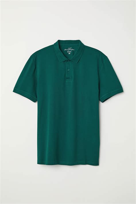 Short-sleeved polo shirt - Dark green - Men | H&M IN
