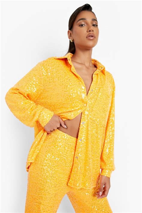 Bright Sequin Oversized Shirt | boohoo UK