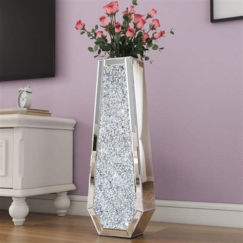 Amazon.com: SHYFOY 30" Floor Vase Crushed Diamond Mirrored Vase Silver ...