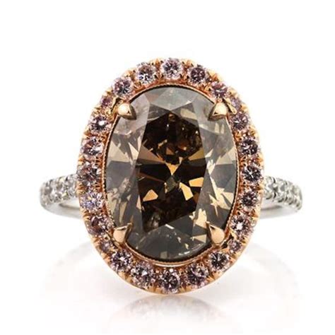 Vintage Genuine Smoky Dark Brown Diamond Engagement Ring 14K Rose Gold ...