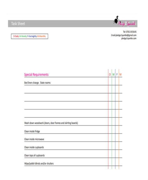 Image result for Task Sheet Template