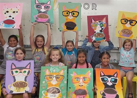 Kids Spring Break Painting Party "Coffee Cat", The Yellow Door Studio ...