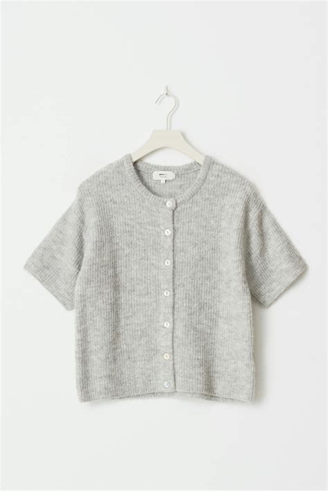 Short sleeve knitted cardigan - Grey - Women - Gina Tricot