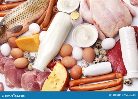 Fresh Meat And Dairy Products Stock Image - Image: 14205411