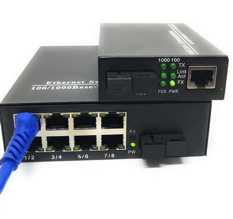 NuuYou 8 Port Fiber Media Converter Gigabit Fiber Optic Media Converter ...