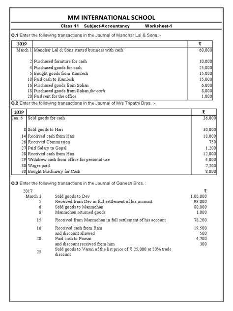 Image result for Journal Entry Worksheet Accounting