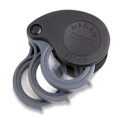 Carson TriView 3X/5.5X/8.5X Folding Loupe with Built-in Case TV-36 ...