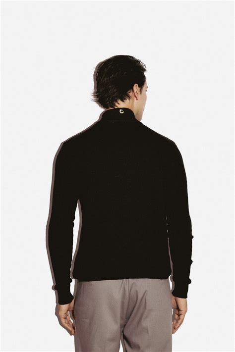 Black high neck cable knit zipper – opulence fine luxury