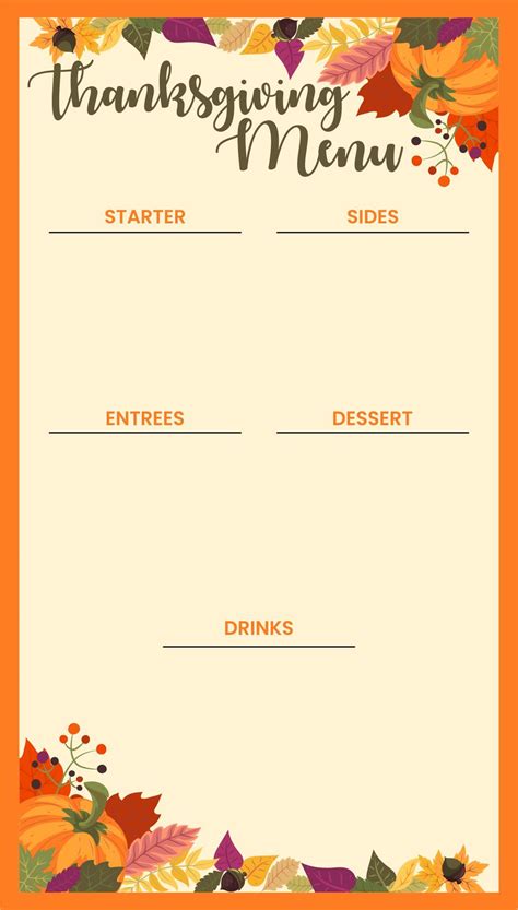 Thanksgiving Dinner Menu Template Free - Employee Onboarding Template