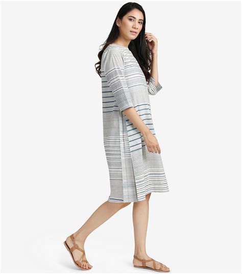 Natural striped cotton Dress – Tulsi Online