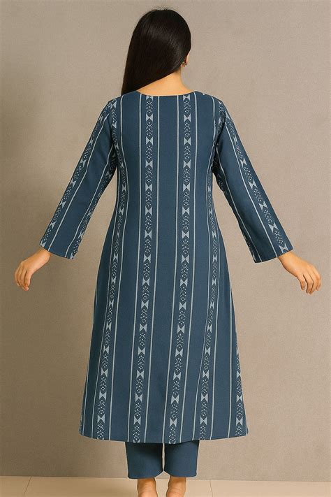 Women Jamdani Kurta Set - Navy Blue – Charkha Tales